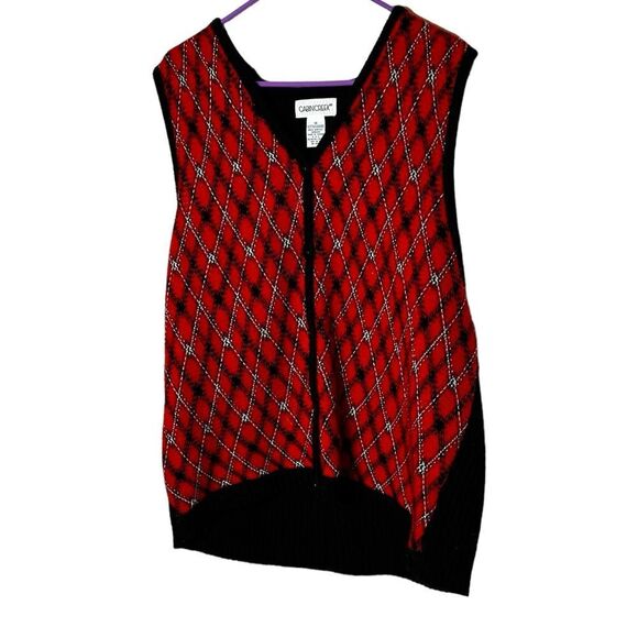 Vintage Cabin Creek Red Diamond Print Sweater Vest Sz XL - Picture 2 of 6